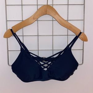 Navy Hollister scoop strappy neck bikini